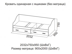 Кровать одинарная с ящиками (Без матраца 0,9*2,0) в Верхнем Уфалее - verhnij-ufalej.магазин96.com | фото